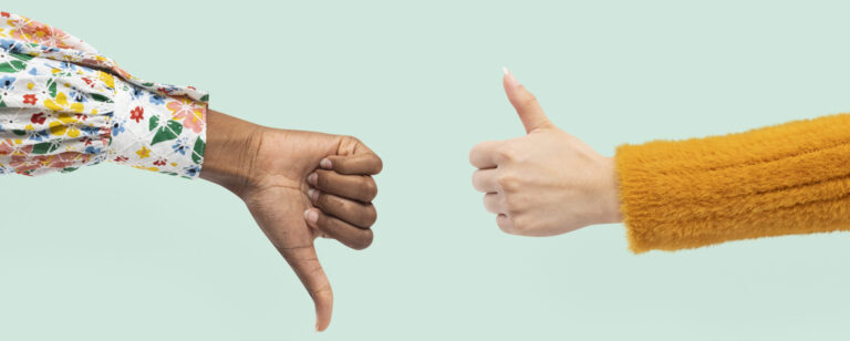 Thumbs up down hands agree and disagree gesture